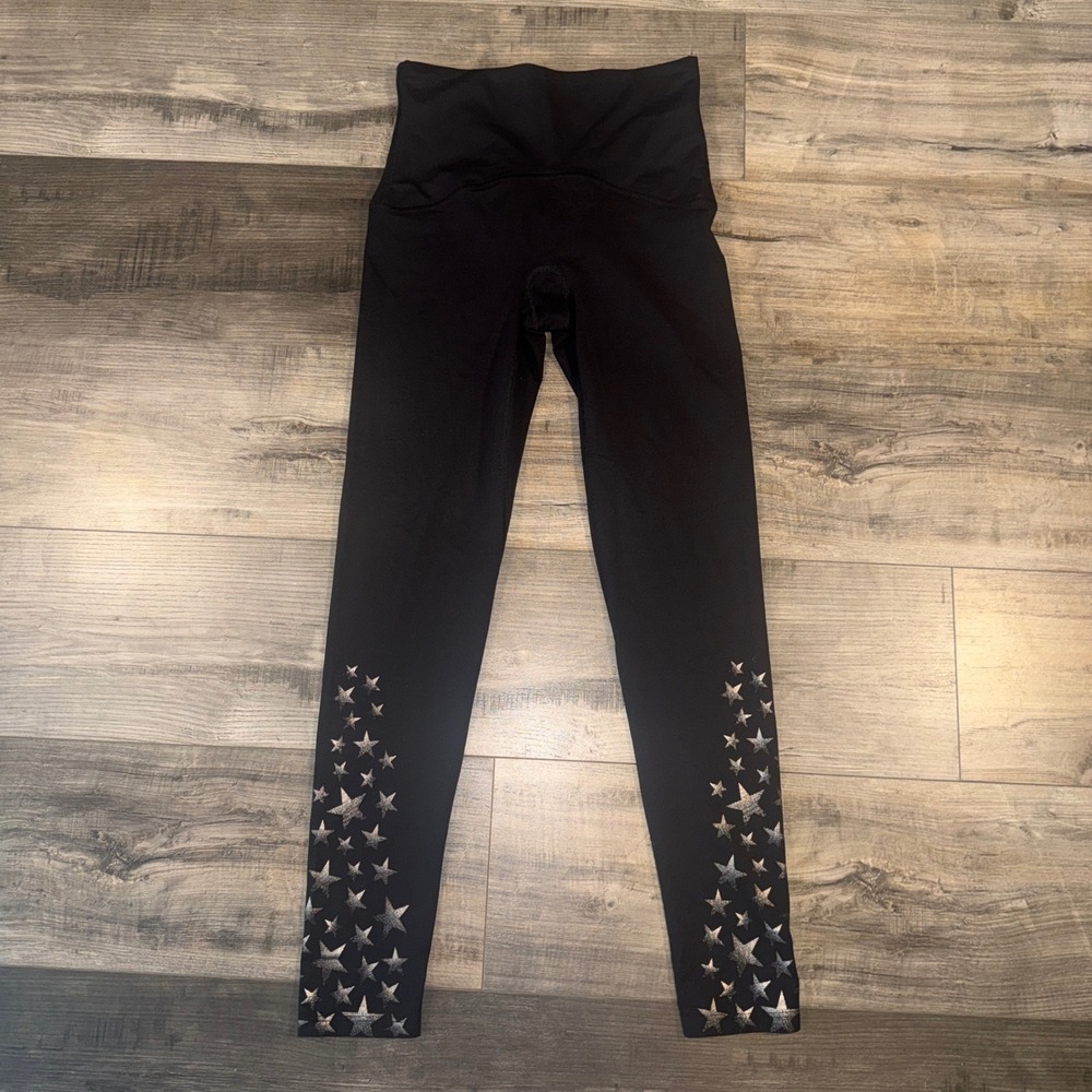 Spanx Womens Black High Waist Leggings Star Print Compression Activewear M